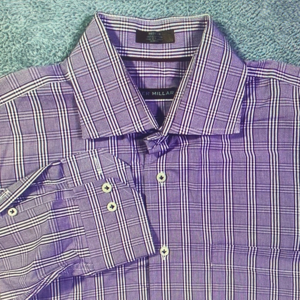 Peter Millar Men's Lavender Plaid Shirt